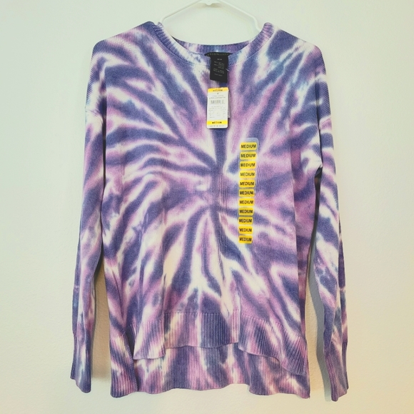Design History Sweaters - NWT Design History Tie Dye Sweater Sz M Berry Combo Swirl